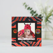 RED SCHWARZ-WEISS ZEBRA FUR ,LADYBUG Fotovorlage Einladung (Stehend Vorderseite)