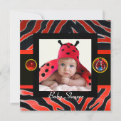 RED SCHWARZ-WEISS ZEBRA FUR ,LADYBUG Fotovorlage Einladung (Vorderseite)