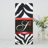 RED SCHWARZ-WEISS ZEBRA FUR MONOGRAM, ruby Einladung (Stehend Vorderseite)