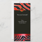 RED SCHWARZ-WEISS ZEBRA FUR MONOGRAM, ruby Einladung (Rückseite)