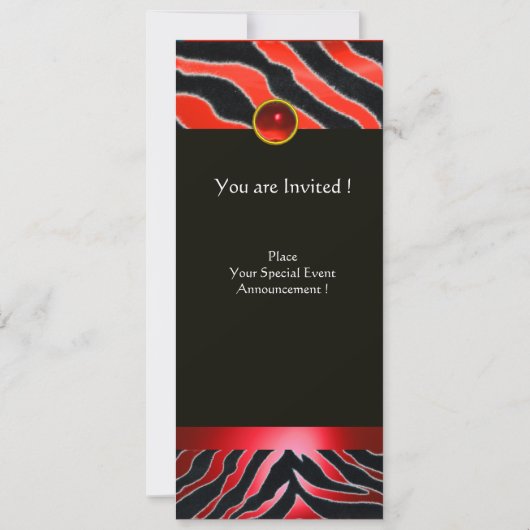 RED SCHWARZ-WEISS ZEBRA FUR MONOGRAM, ruby Einladung (Rückseite)