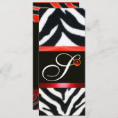 RED SCHWARZ-WEISS ZEBRA FUR MONOGRAM, ruby Einladung (Vorne/Hinten)