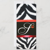 RED SCHWARZ-WEISS ZEBRA FUR MONOGRAM, ruby Einladung (Vorderseite)