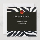 RED SCHWARZ-WEISS ZEBRA FUR MONOGRAMM, Ruby Gemsto Einladung (Rückseite)