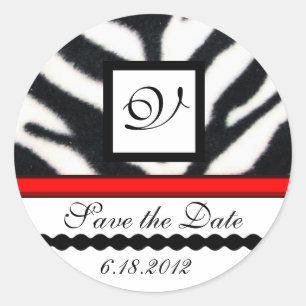RED SCHWARZ-WEISS ZEBRA FUR MONOGRAMM, Save the Da Runder Aufkleber