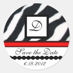 RED SCHWARZ-WEISS ZEBRA FUR MONOGRAMM, Save the Da Runder Aufkleber