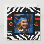 RED SCHWARZ-WEISSE ZEBRA FUR Monogramm Foto-Vorlag Einladung (Vorderseite)