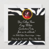 RED SCHWARZ-WEISSE ZEBRA FUR Monogramm Foto-Vorlag Einladung (Rückseite)