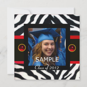 RED SCHWARZ-WEISSE ZEBRA FUR Monogramm Foto-Vorlag Einladung