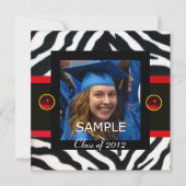 RED SCHWARZ-WEISSE ZEBRA FUR Monogramm Foto-Vorlag Einladung (Vorderseite)