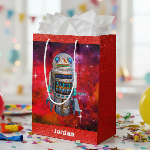 Red sci fi Retro Spielzeug Roboter Galaxie individ Mittlere Geschenktüte