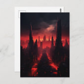 Red SciFi City Postkarte (Vorne/Hinten)