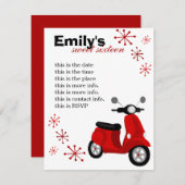 Red Scooter Einladung (Vorne/Hinten)