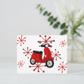 Red Scooter Postkarte (Stehend Vorderseite)