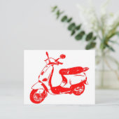 Red Scooter Postkarte (Stehend Vorderseite)
