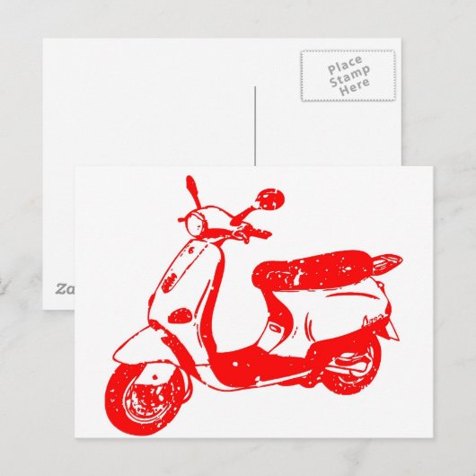 Red Scooter Postkarte (Vorne/Hinten)