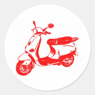 Red Scooter Runder Aufkleber