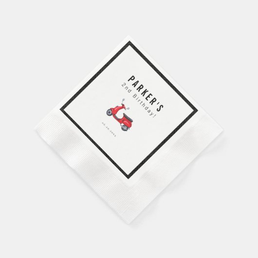 Red Scooter Thema Birthday Serviette (Ecke)