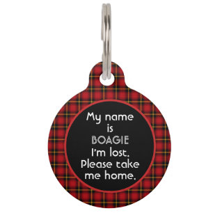 Red Scott Kariert Chalkboard Personalisiert Large Haustiermarke