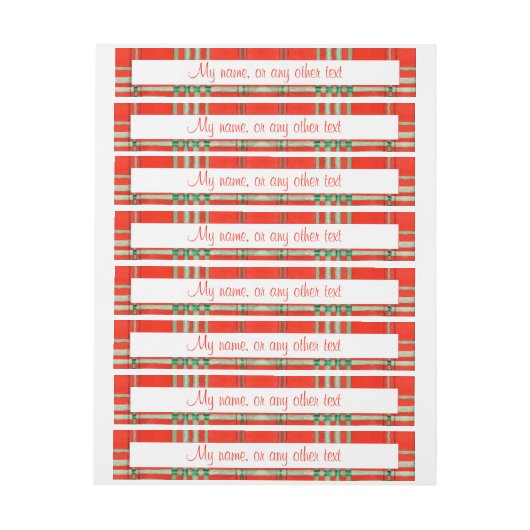 RED SCOTT TARTAN 1"x7.25" Echt große Labels (Bogen)