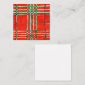 RED SCOTT TARTAN 2,5" Square Flat Card Mitteilungskarte (Vorne/Hinten)