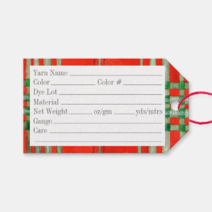 RED SCOTT TARTAN 3.5"x2" Garnmarken Geschenkanhänger