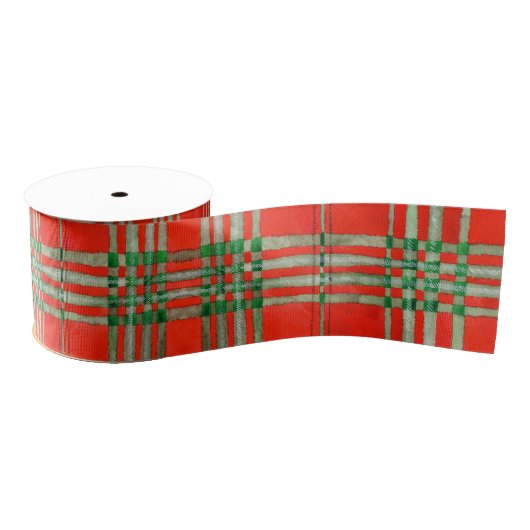 RED SCOTT TARTAN 3" breites Grosgrain Ribbon Ripsband (Spule)
