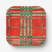 RED SCOTT TARTAN 7" Square Paper Tellers Pappteller (Vorderseite)