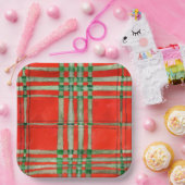 RED SCOTT TARTAN 9" Square Paper Teller (Party)