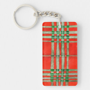 RED SCOTT TARTAN Acrylic Rectangle Schlüsselanhäng Schlüsselanhänger