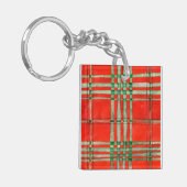 RED SCOTT TARTAN Acrylic Square Schlüsselanhänger (Vorderseite links)