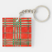 RED SCOTT TARTAN Acrylic Square Schlüsselanhänger (Rückseite)