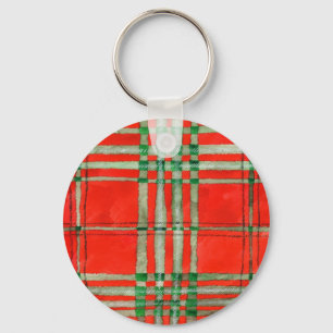RED SCOTT TARTAN Aluminium Circle Schlüsselanhänge Schlüsselanhänger