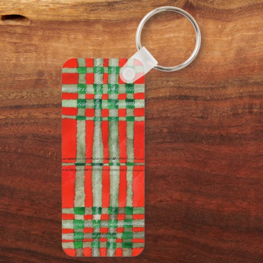 RED SCOTT TARTAN Aluminium Rectangle Schlüsselanhä Schlüsselanhänger (Rückseite)