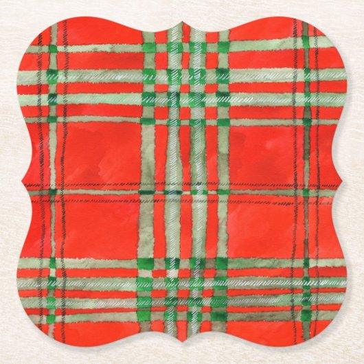 RED SCOTT TARTAN Bracket Paper Untersetzer (Vorderseite)