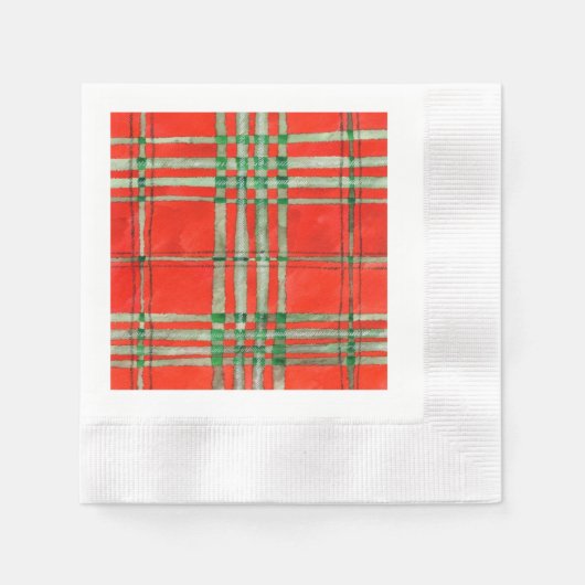 RED SCOTT TARTAN Cocktail Papier Napkins Serviette (Vorderseite)