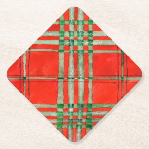 RED SCOTT TARTAN Diamond Paper Untersetzer