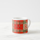 RED SCOTT TARTAN Espresso Cup + Initial Espressotasse (Vorderseite Rechts)