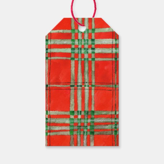 RED SCOTT TARTAN Geschenktasten Geschenkanhänger (Vorderseite)