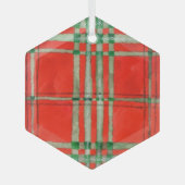 RED SCOTT TARTAN Glas Hexagon Ornament (Vorderseite)