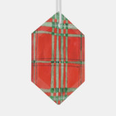 RED SCOTT TARTAN Glas Hexagon Ornament (Vorderseite Rechts)