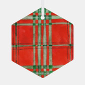RED SCOTT TARTAN Glas Hexagon Ornament (Rückseite)