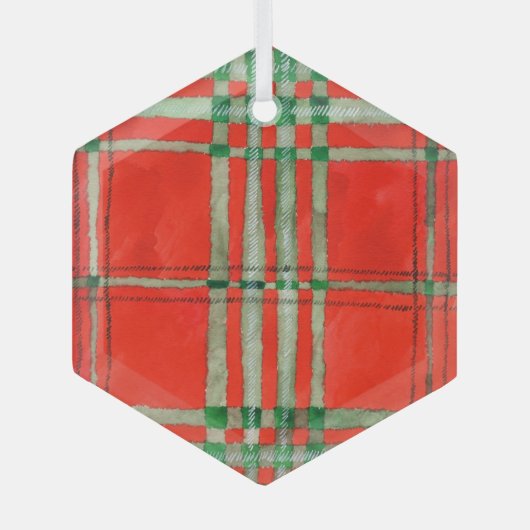 RED SCOTT TARTAN Glas Hexagon Ornament Ornament Aus Glas (Vorderseite)
