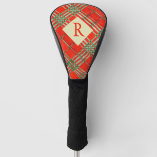 RED SCOTT TARTAN Golf Driver Cover + Initial Headcover