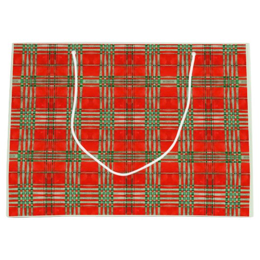 RED SCOTT TARTAN Große Geschenktasche Geschenktüte (Vorderseite)