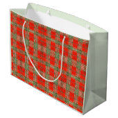 RED SCOTT TARTAN Große Geschenktasche Geschenktüte (Rückseite Schrägansicht)