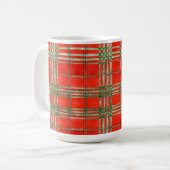 RED SCOTT TARTAN Große weiße Tasse (Vorderseite Links)