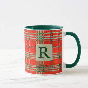 RED SCOTT TARTAN Hunter Green Combo Tasse + Initia