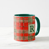 RED SCOTT TARTAN Hunter Green Combo Tasse + Initia (VorderseiteRechts)