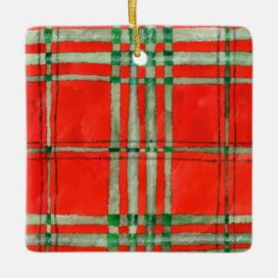 RED SCOTT TARTAN Keramik Keramikornament